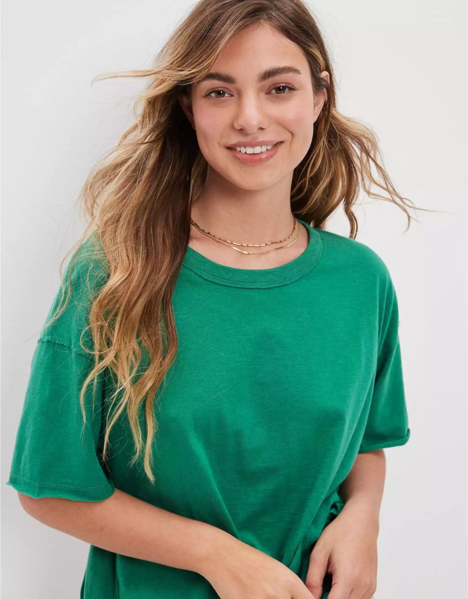 T Shirts American Eagle AE Oversized Tee Vert Clair Femme | RGF-09764788